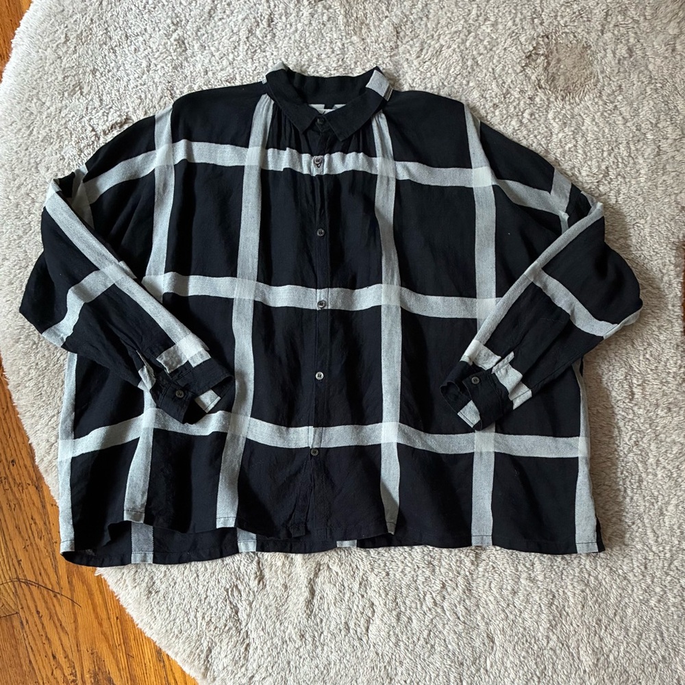 Ichi Antiquitès grid print gather blouse